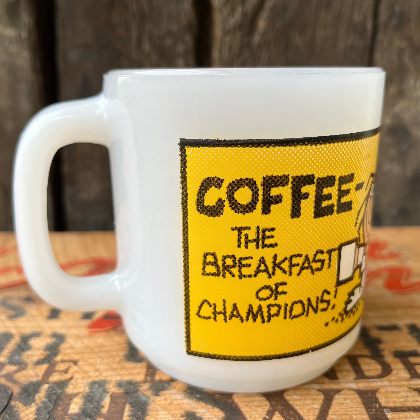 【USA vintage】Glasbake COFFEE - THE BREAKFAST OF CHAMPIONS! Mug Cup