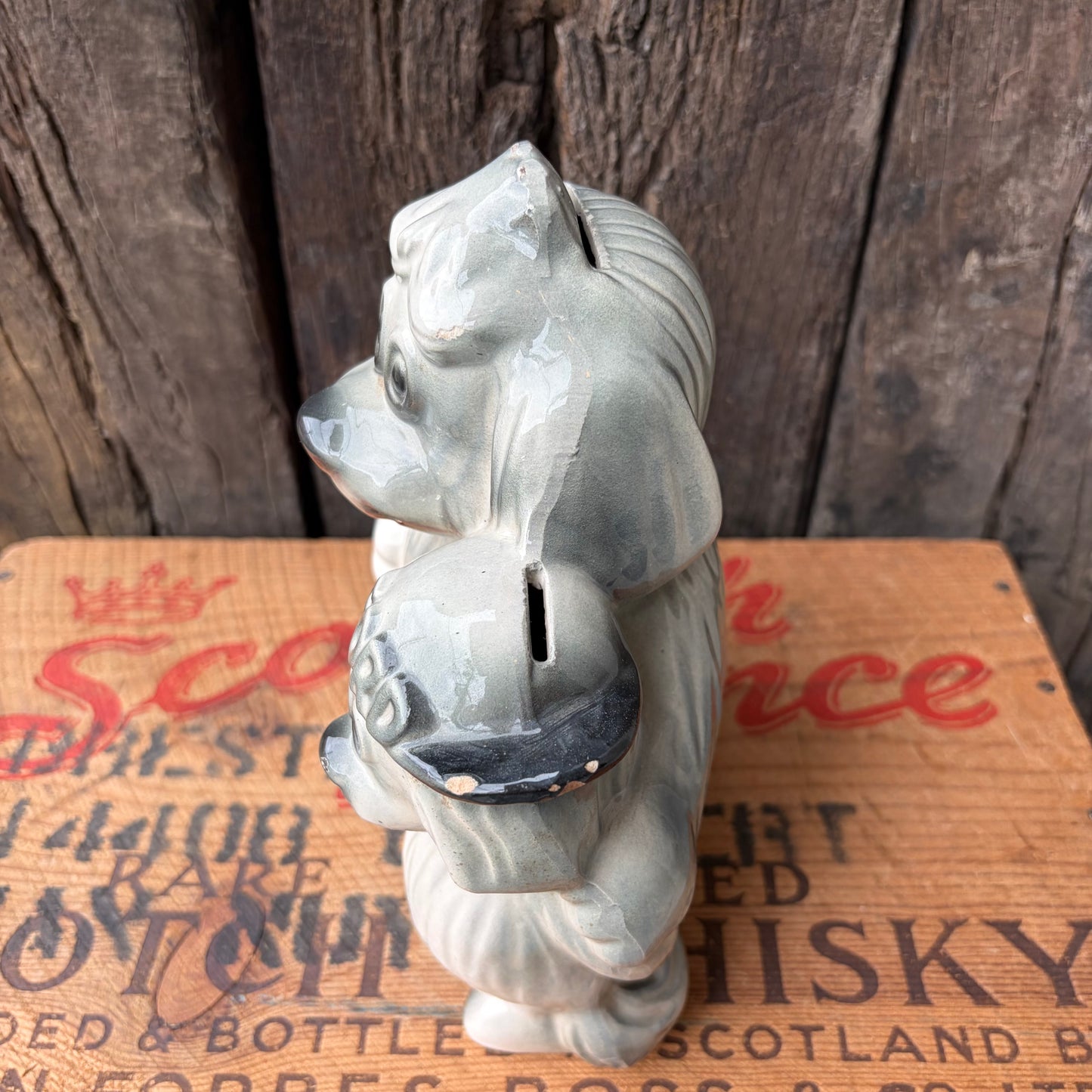 【1960s USA Vintage】Ceramic Bank FORD Advertising Shaggy Dog