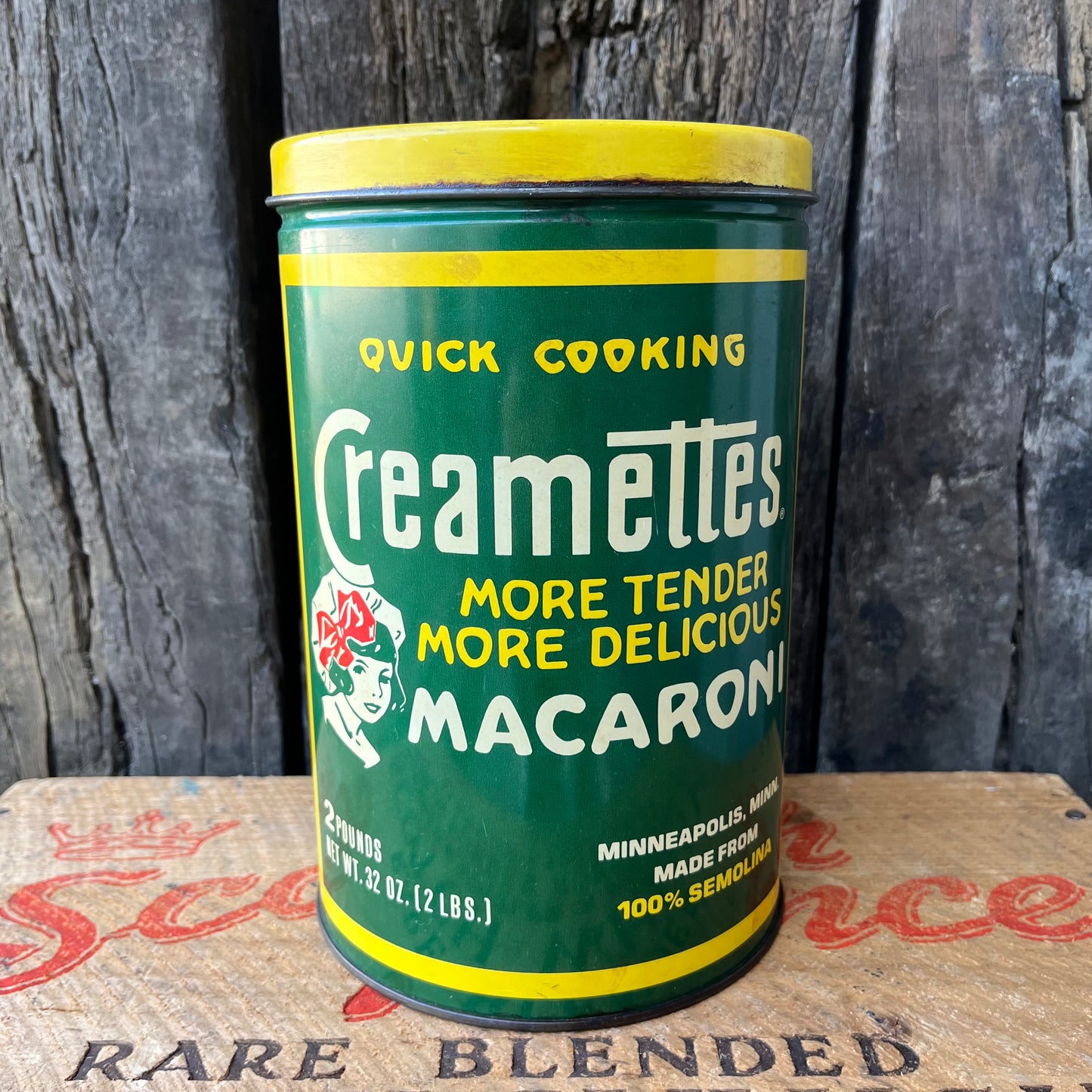 【USA vintage】80s Creamettes Macaroni Tin Can