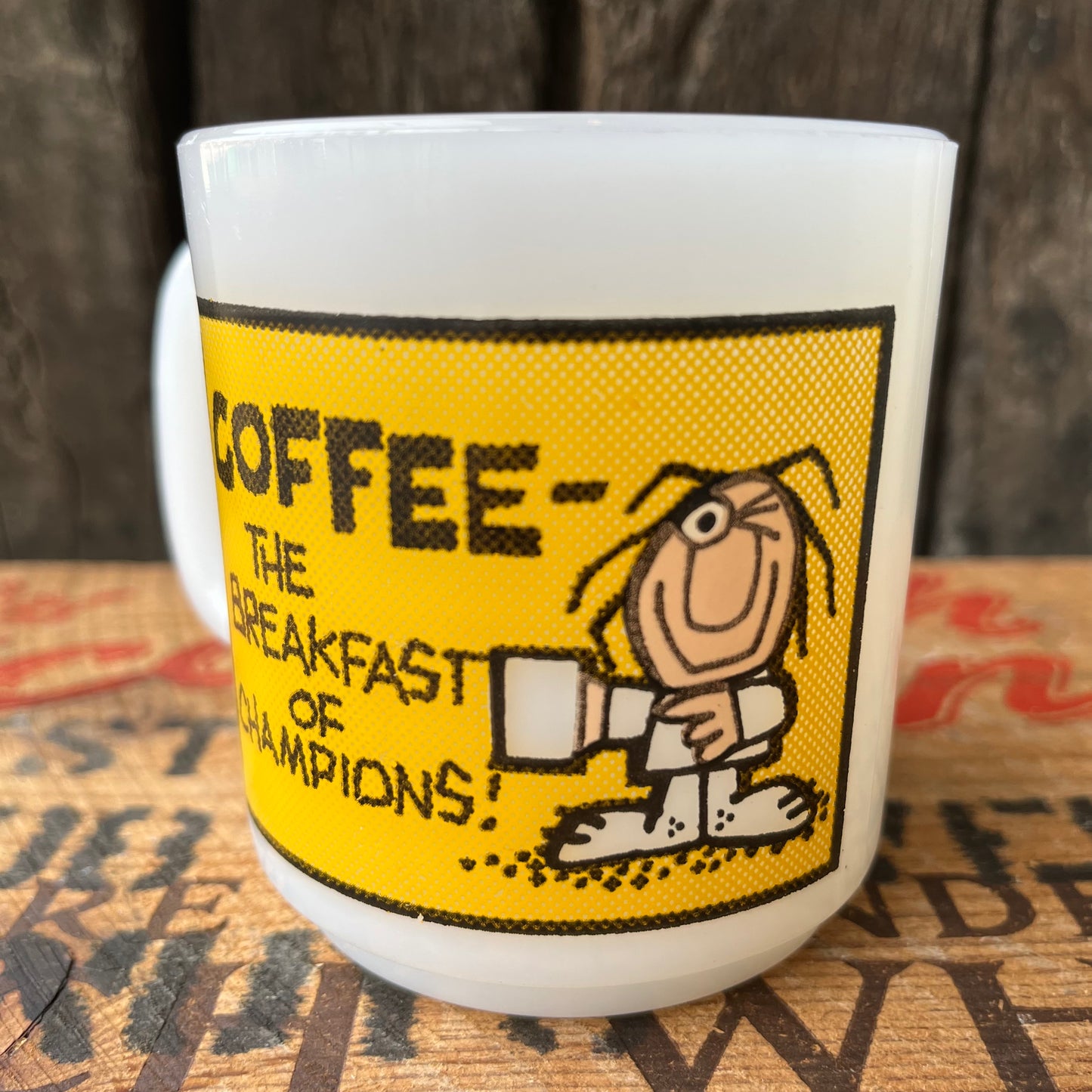 【USA vintage】Glasbake COFFEE - THE BREAKFAST OF CHAMPIONS! Mug Cup