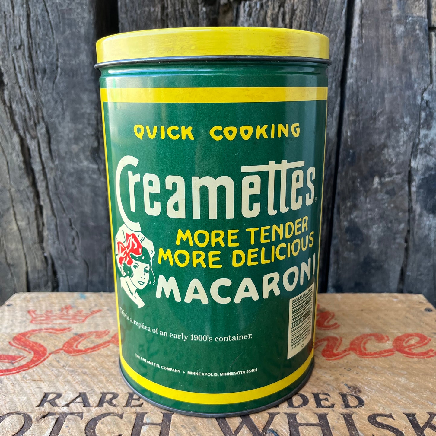 【USA vintage】80s Creamettes Macaroni Tin Can