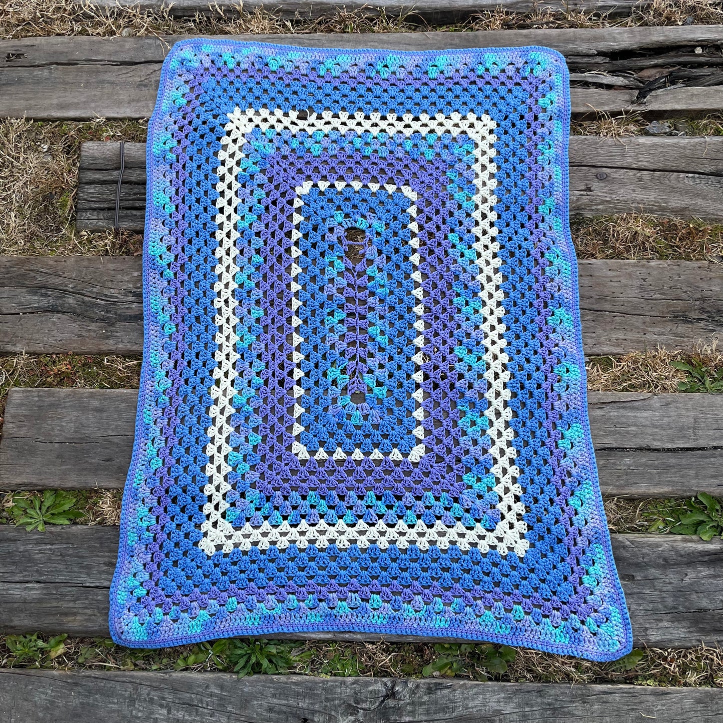 【USA vintage】granny blanket blue × purple