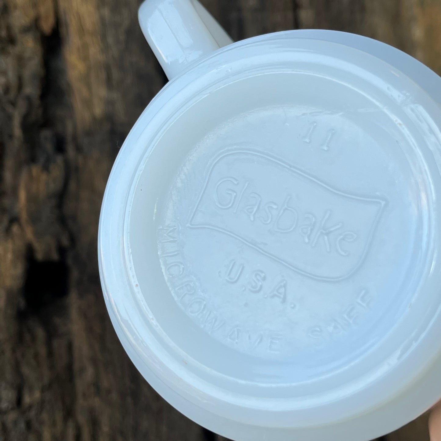 【USA vintage】GLASBAKE Rainbow Stripe Mugcup （blue）