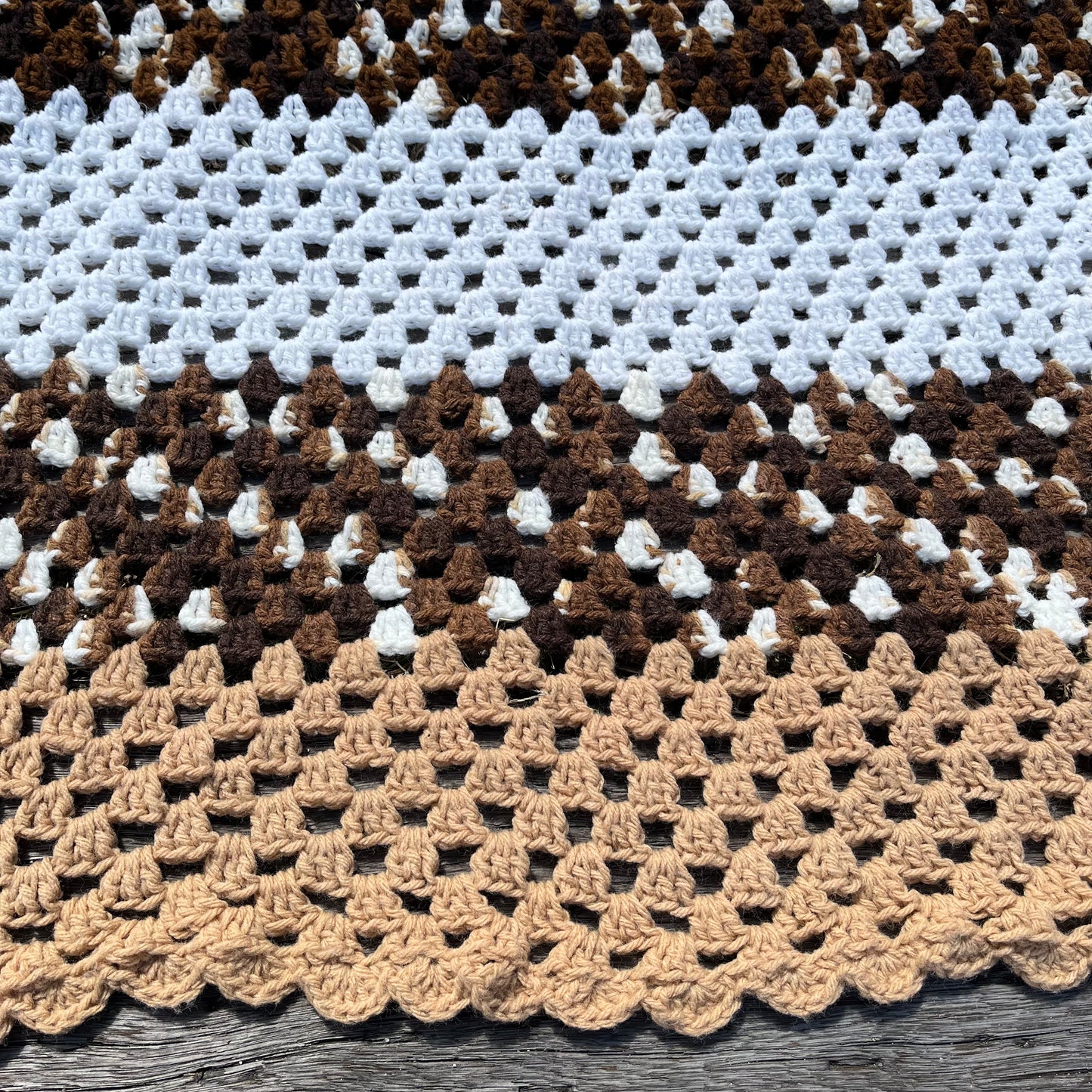 【USA vintage】Granny Blanket Brown × White