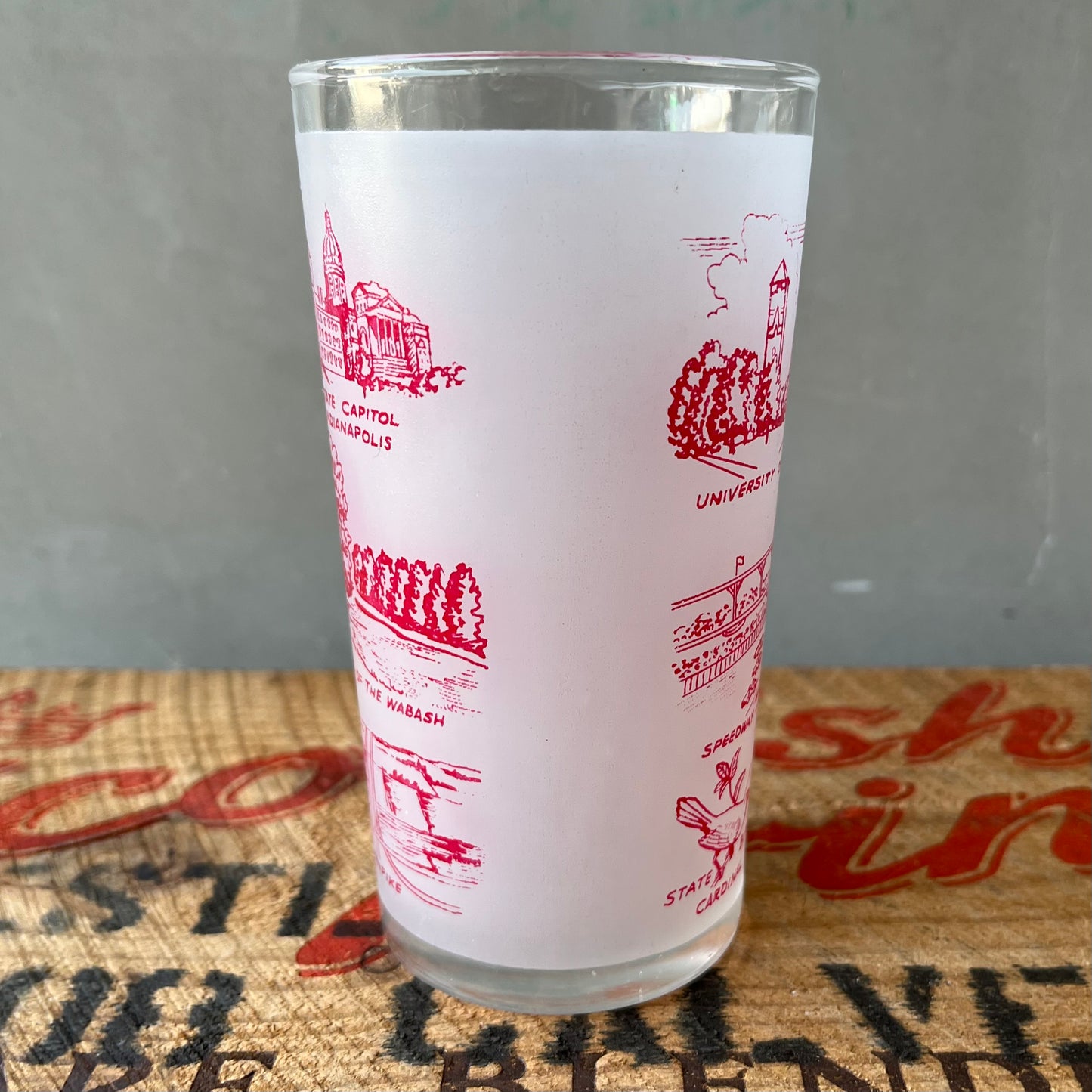 【USA vintage】Indiana Hoosier State Frosted Glass