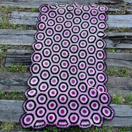 【USA vintage】granny blanket rug pink × black