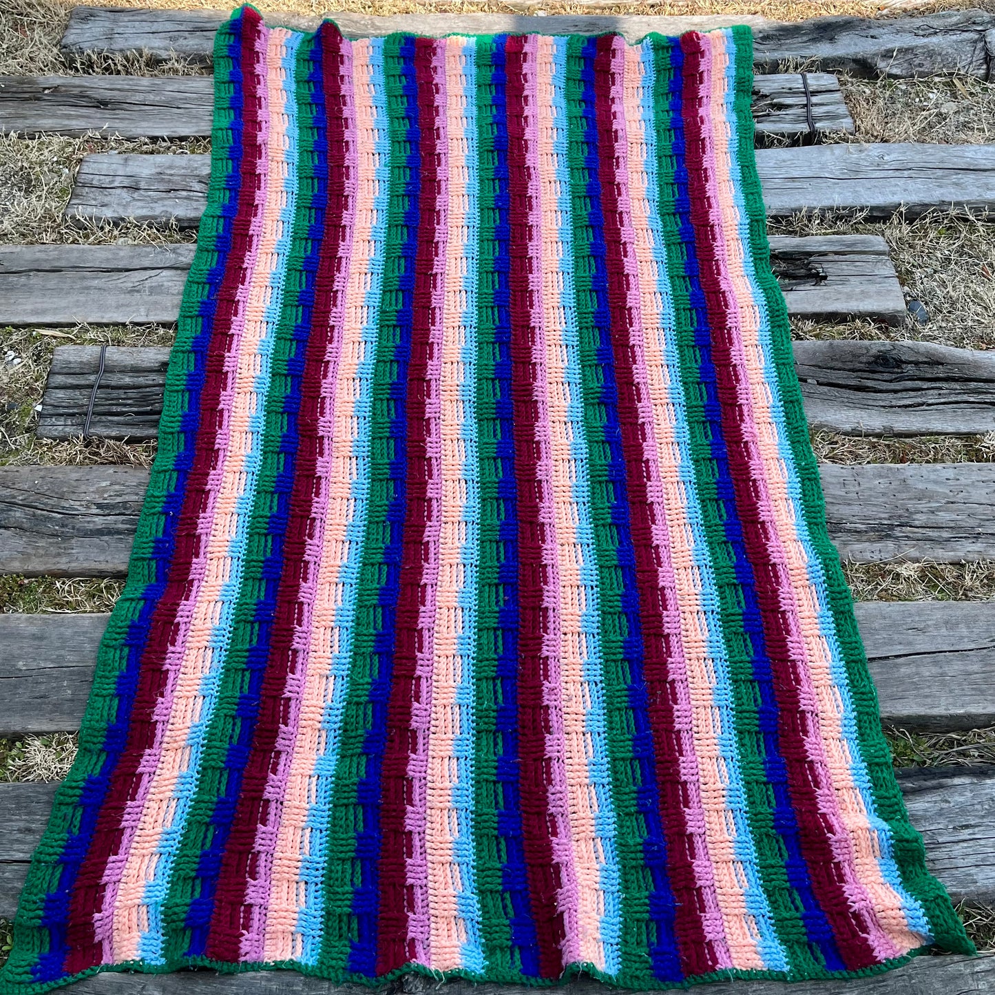 【USA vintage】Granny Blanket colorful stripe