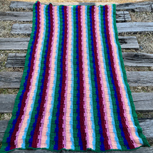 【USA vintage】Granny Blanket colorful stripe