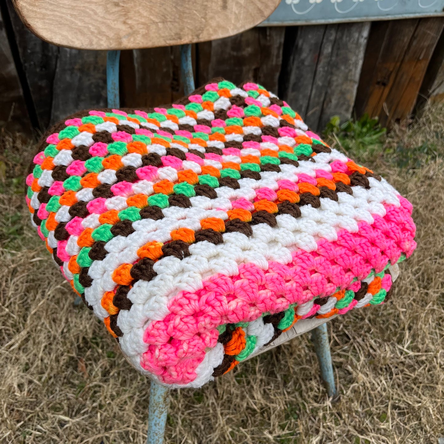 【USA vintage】granny blanket square