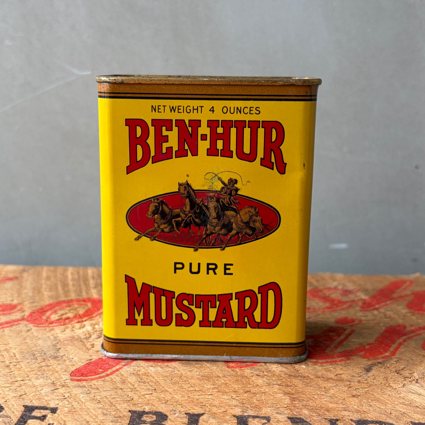 【USA vintage】BEN-HUR Mustard Tin Can
