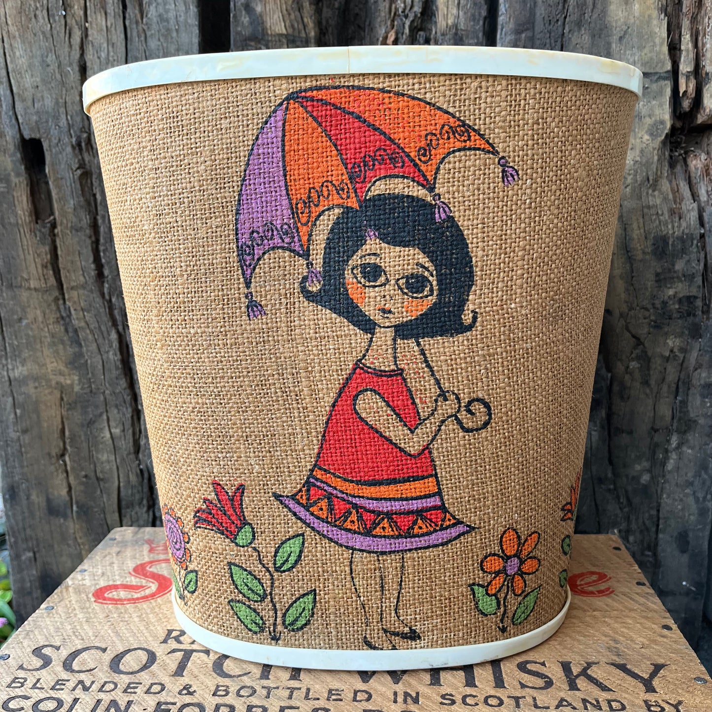 【USA vintage】Hallman Created Products Trash Basket