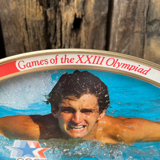 【USA vintage】80s Los Angeles Olympic × McDonald Oval Tin Plate （swimming ）
