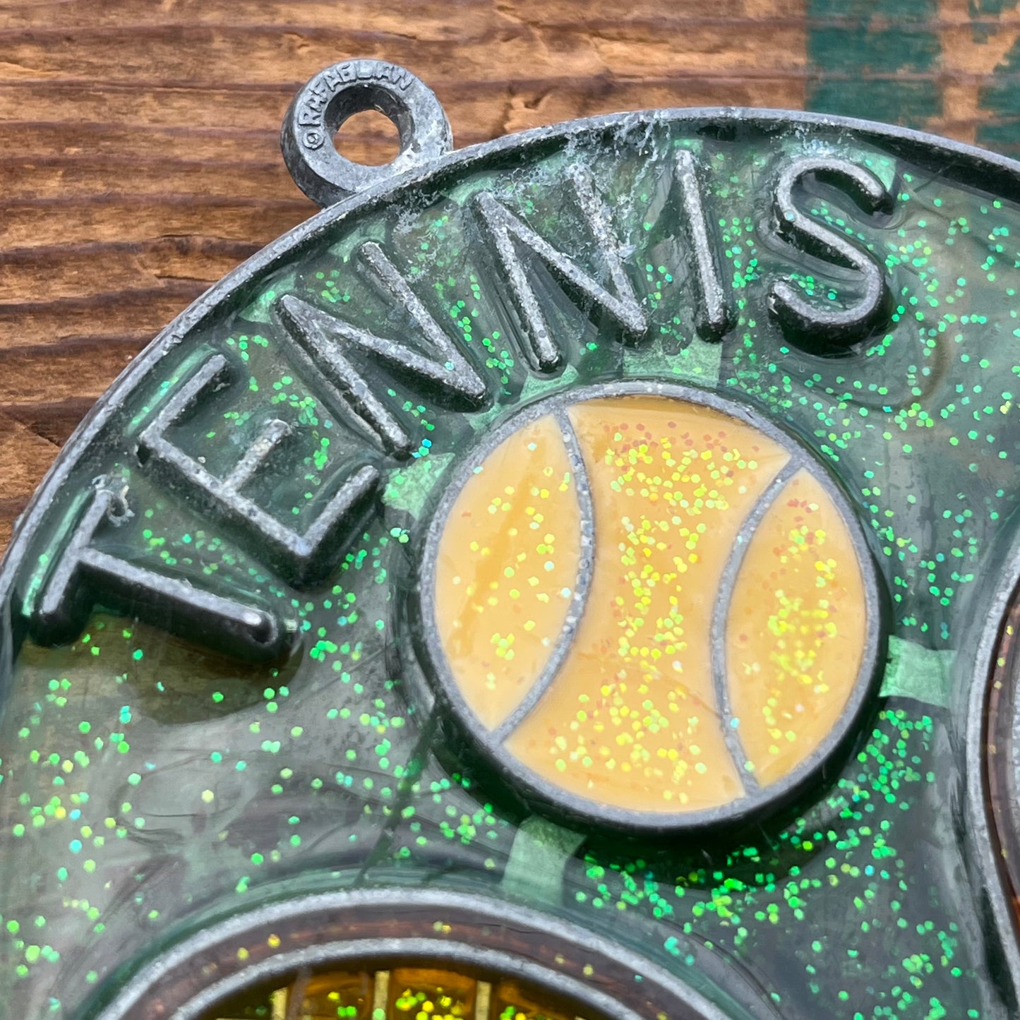 【USA vintage】stained glass ornament TENNIS