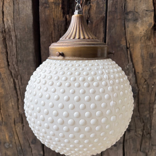 【USA vintage】White Glass Hobnail Lamp