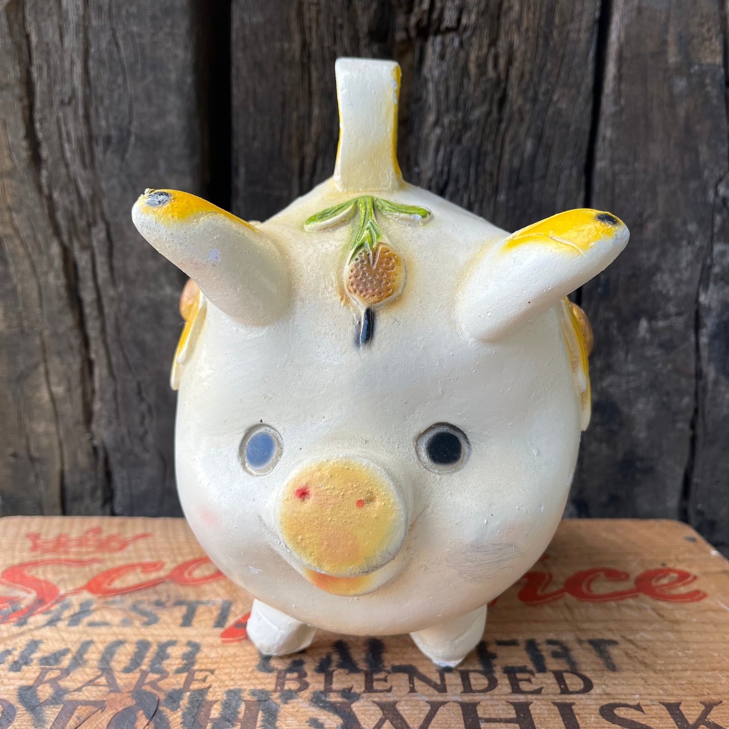 【USA vintage】Piggy Bank Pig & Flower