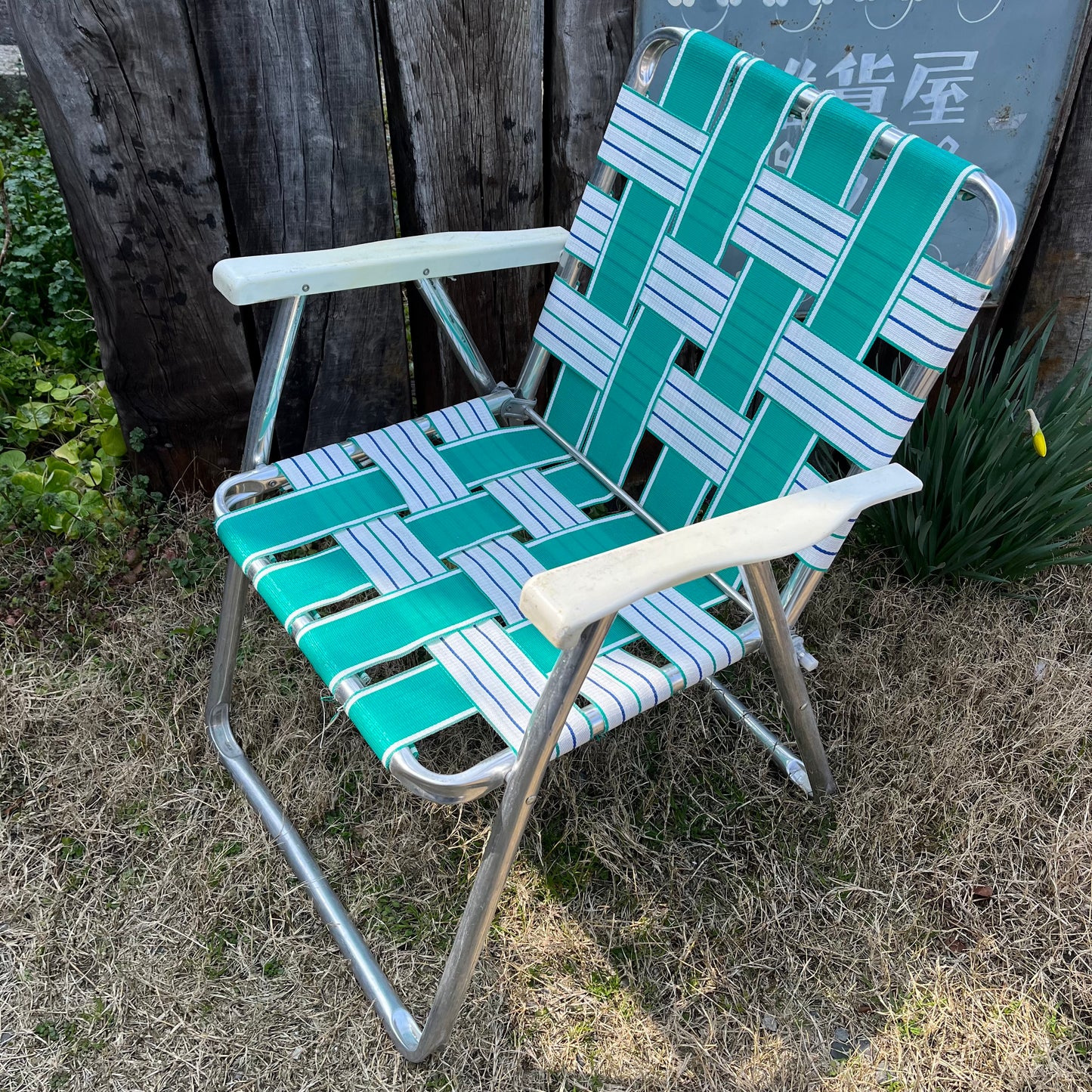 【USA vintage】Lawn Chair Green × White