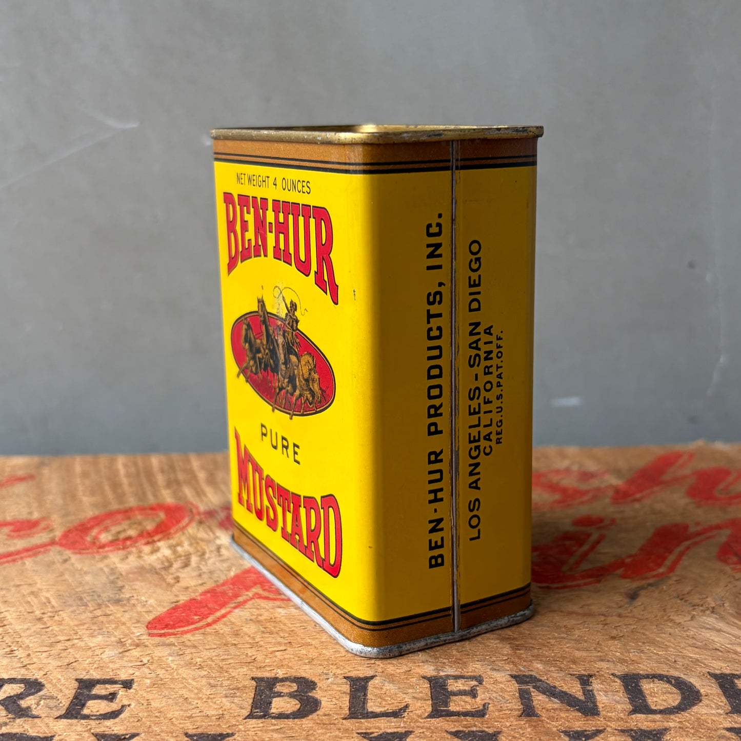 【USA vintage】BEN-HUR Mustard Tin Can
