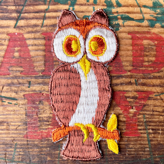 【USA vintage】ワッペン　Owl brown × beige