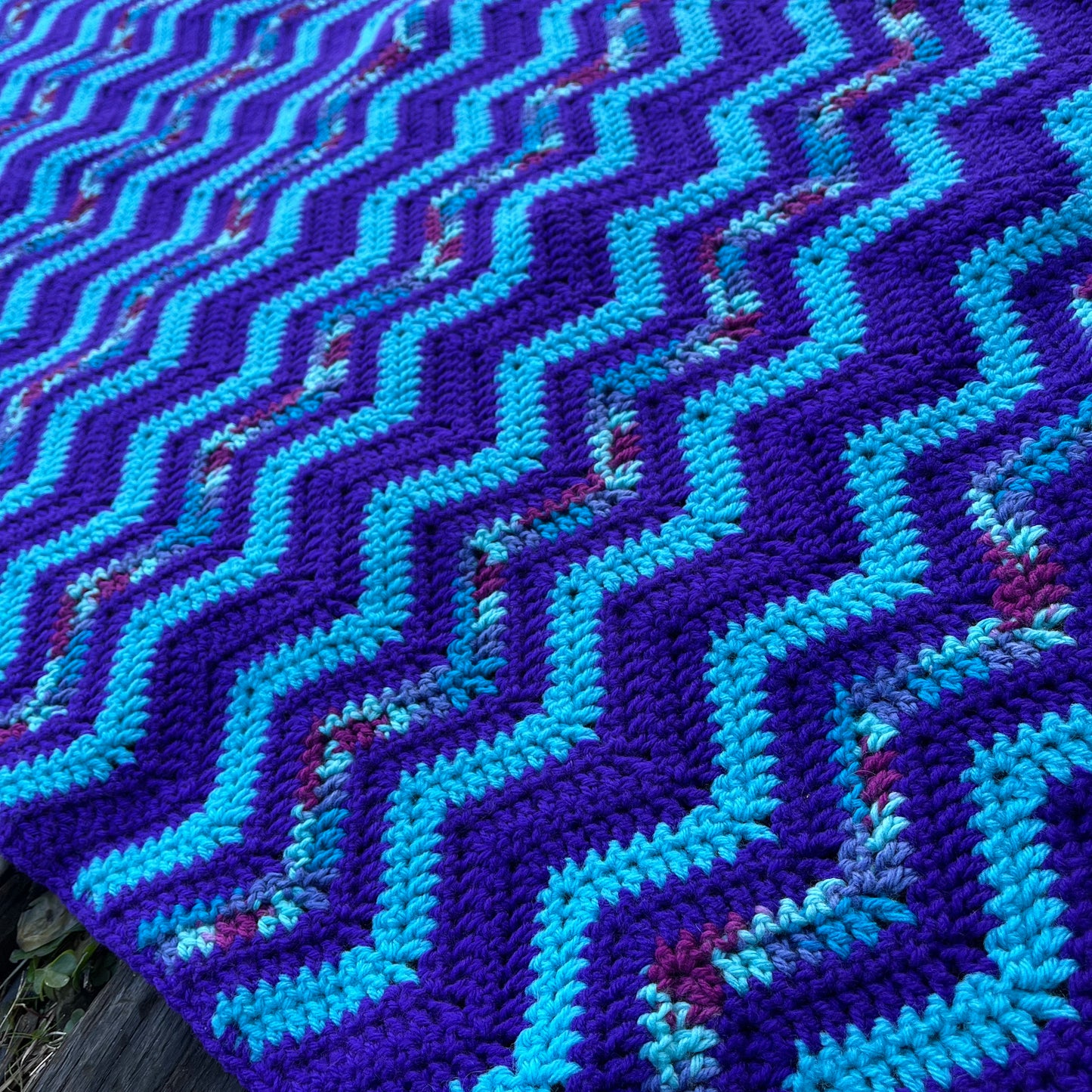 【USA vintage】granny blanket purple ×blue