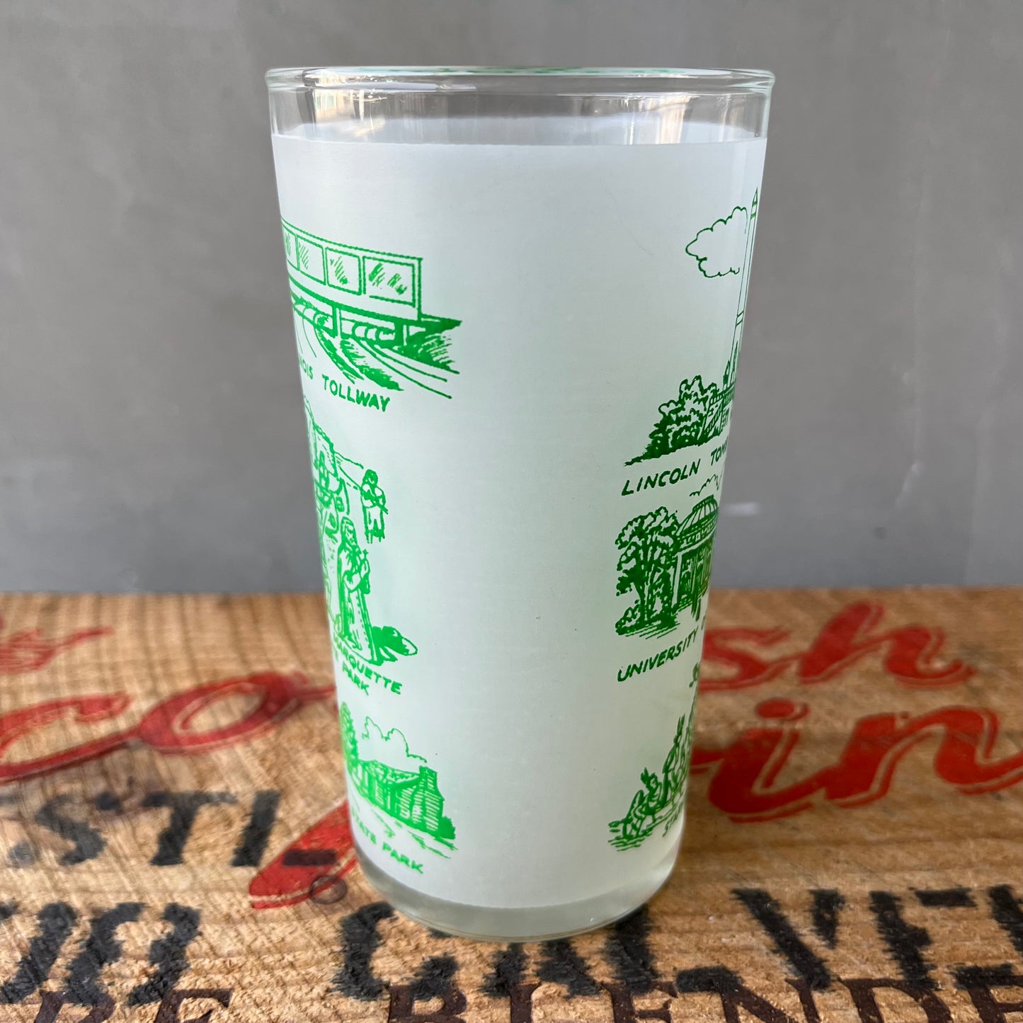 【USA vintage】Illinois Souvenir Frosted Glass
