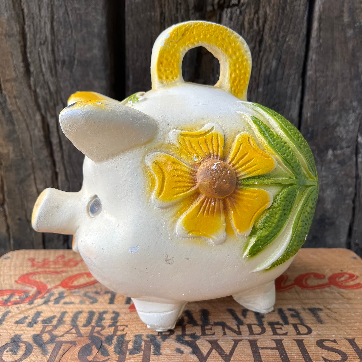 【USA vintage】Piggy Bank Pig & Flower