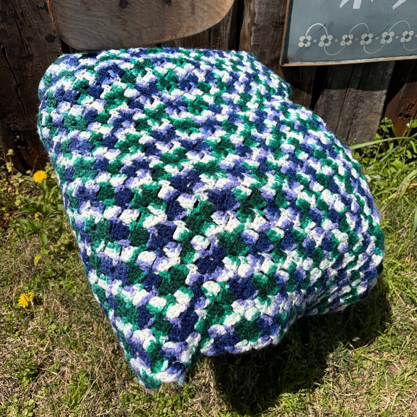 【USA vintage】Granny Blanket purple × green