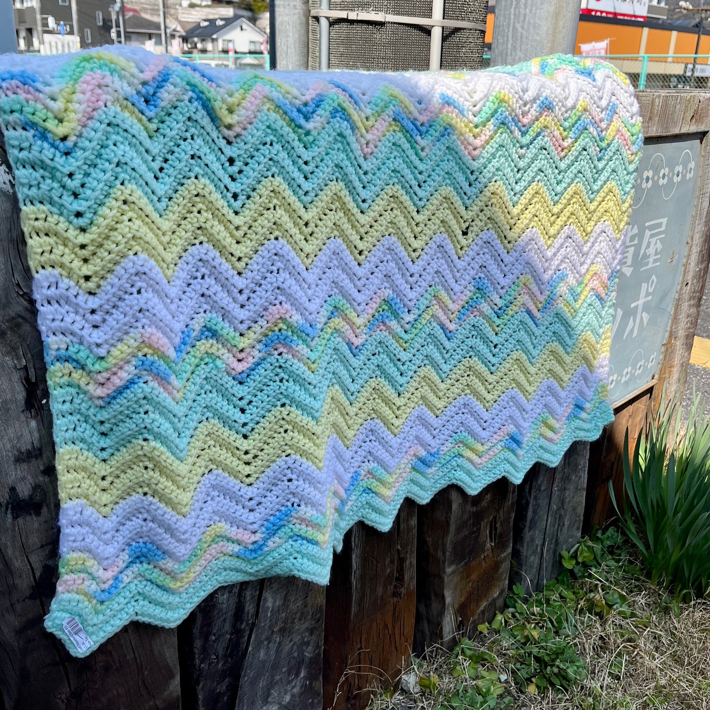 【USA vintage】Granny Blanket Pastel Green