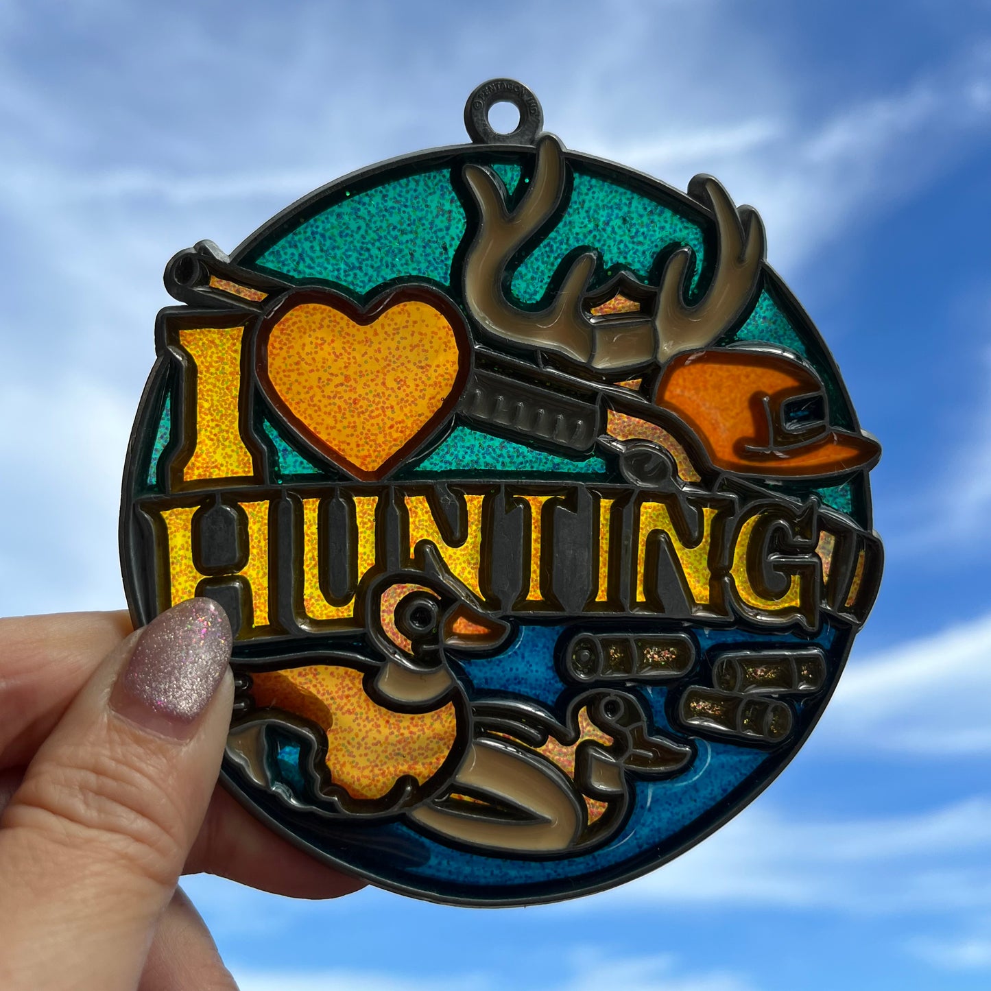 【USA vintage】stained glass ornament Hunting