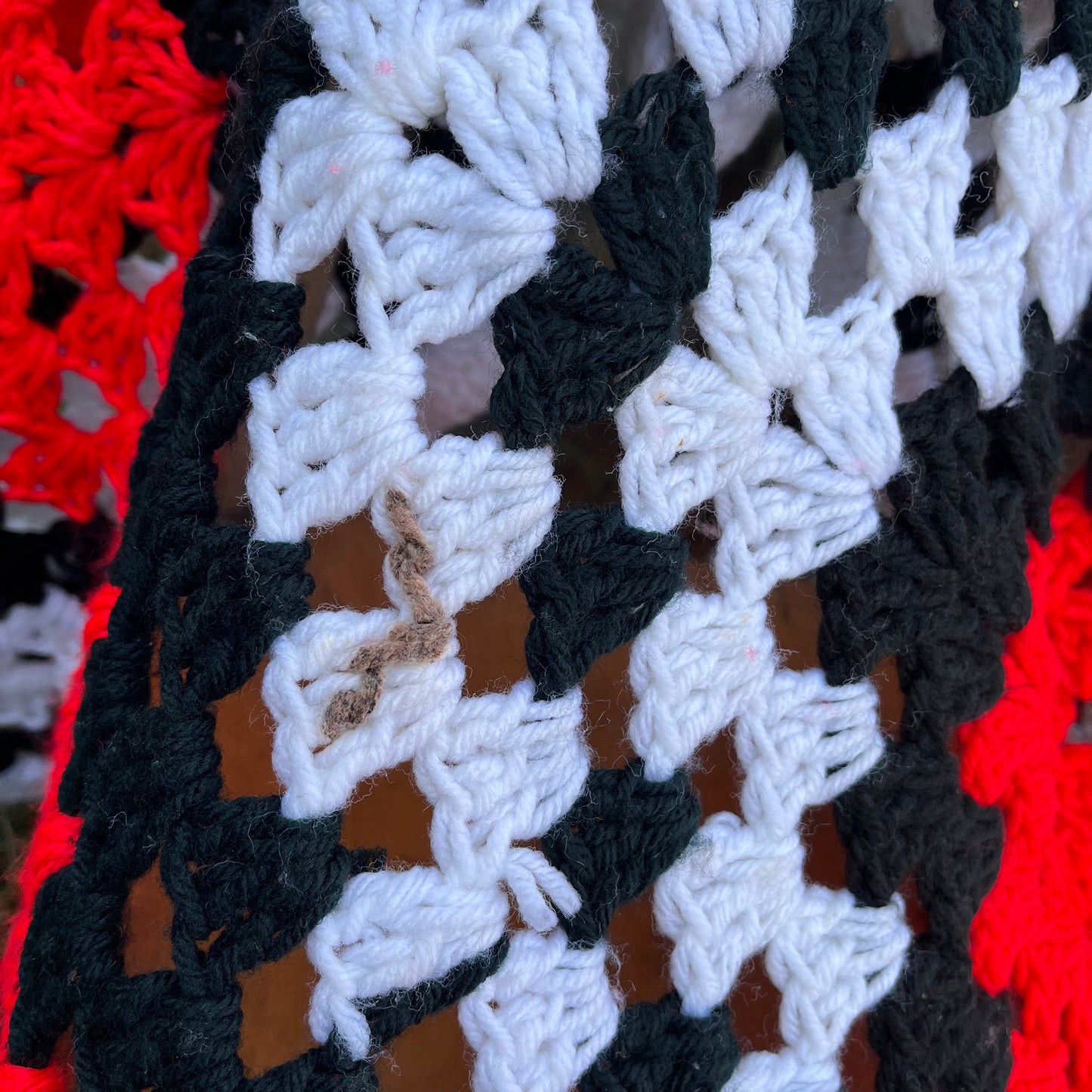 【USA vintage】granny blanket red × black ×white