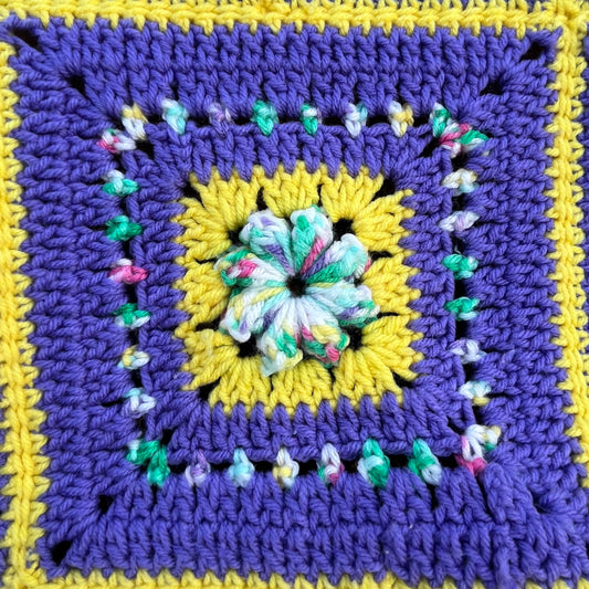 【USA vintage】Granny Blanket Purple & Flowers