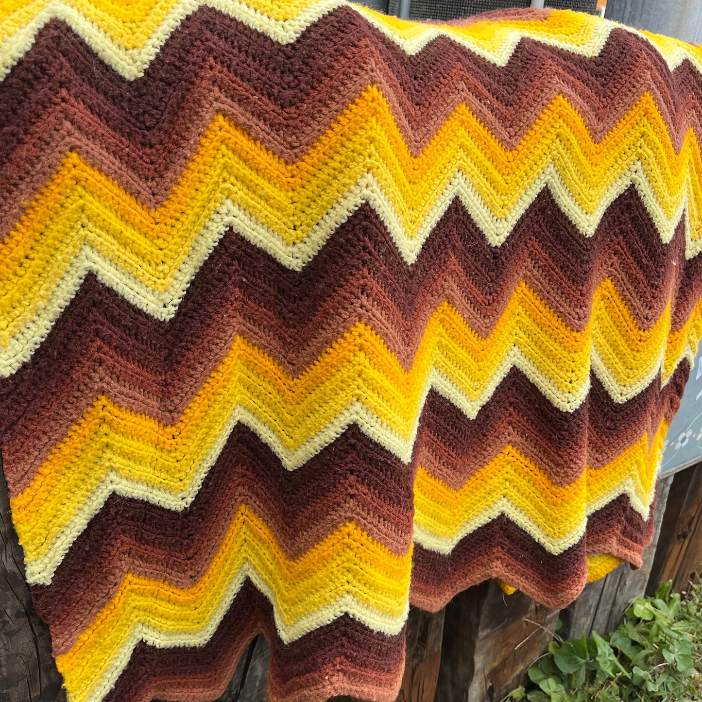 【USA vintage】granny blanket yellow × brown