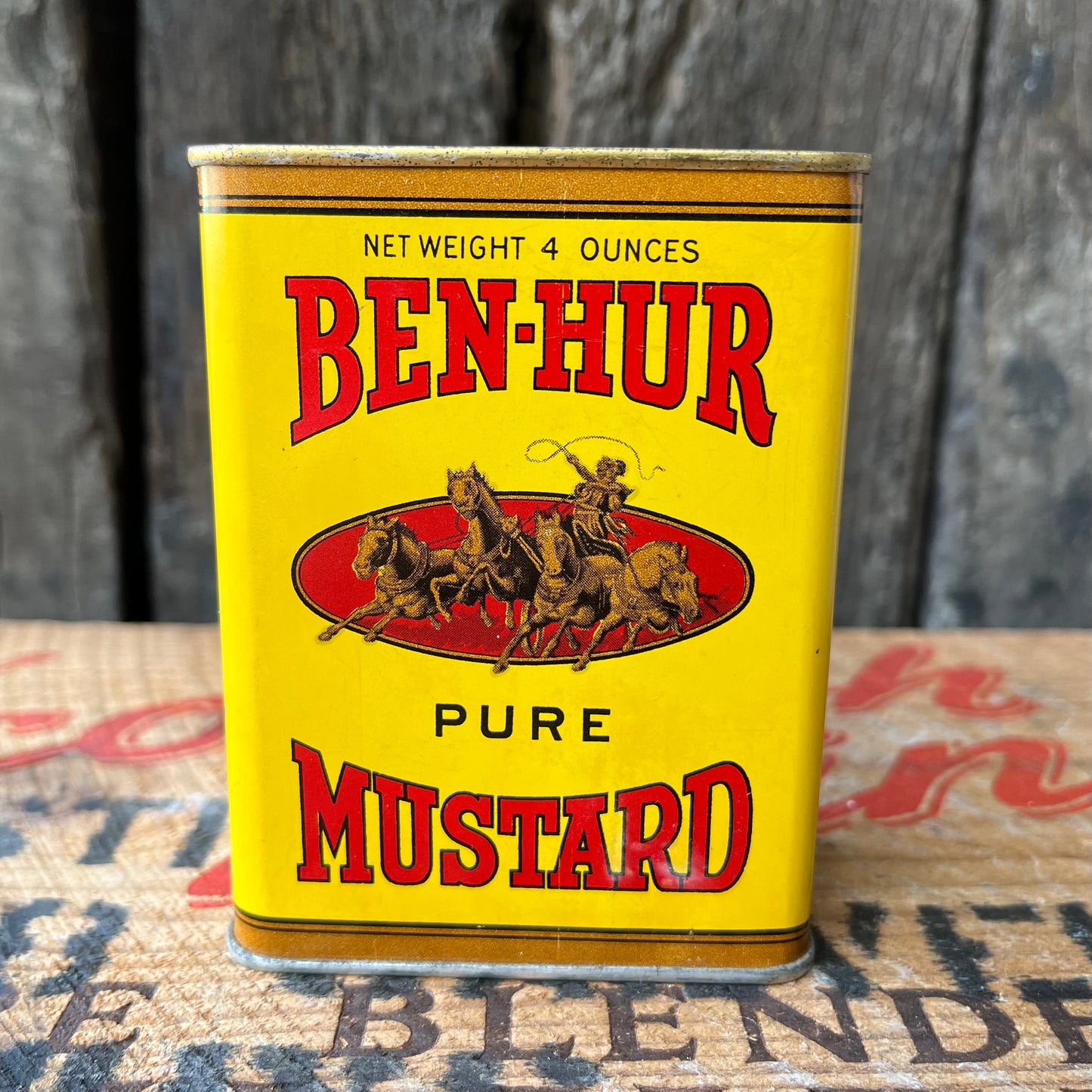 【USA vintage】BEN-HUR Mustard Tin Can（Yellow）