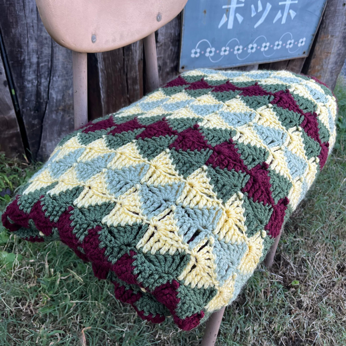 【USA vintage】granny blanket triangle pattern