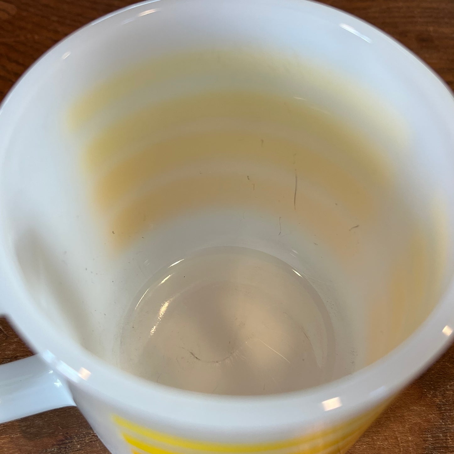 【USA vintage】GLASBAKE Rainbow Stripe Mugcup （yellow ）