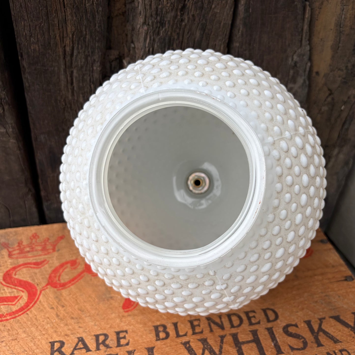 【USA vintage】White Glass Hobnail Lamp