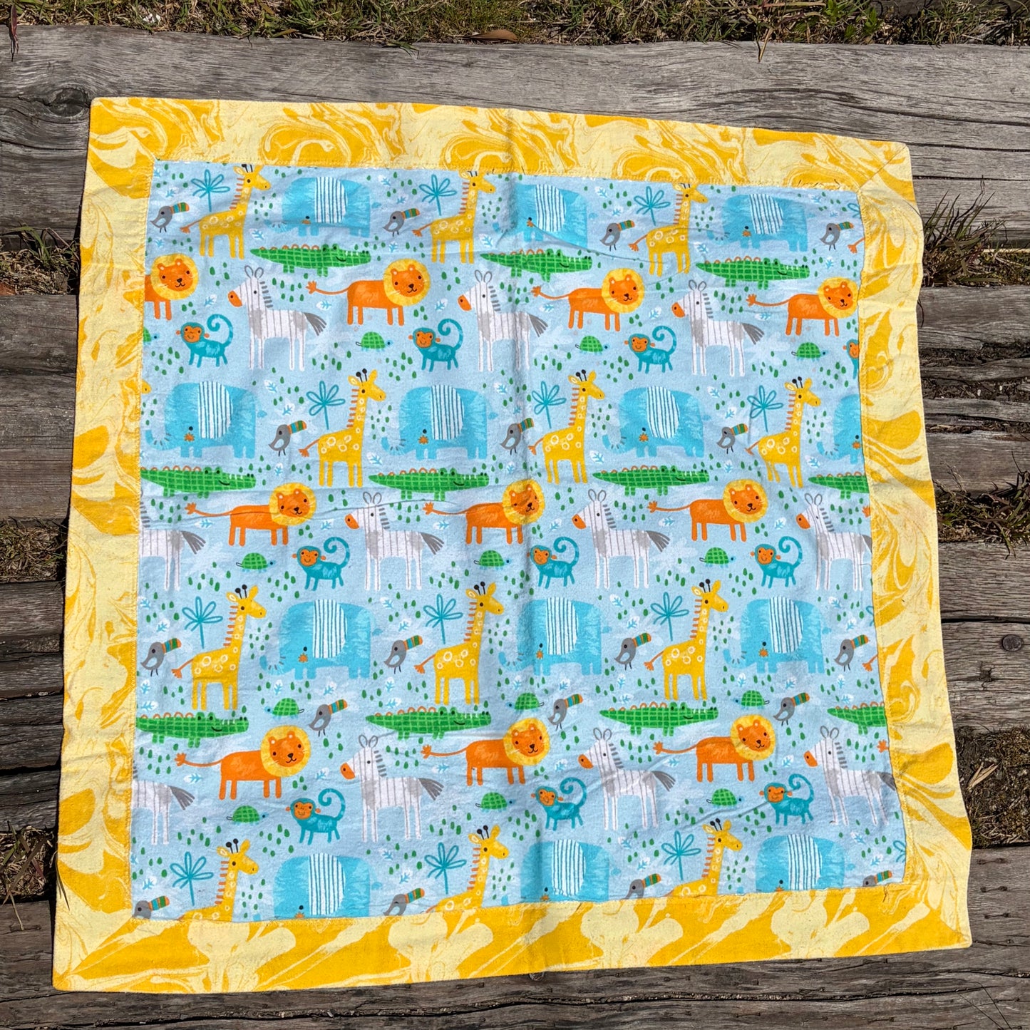【USA vintage】Flannel Baby Blanket Animals