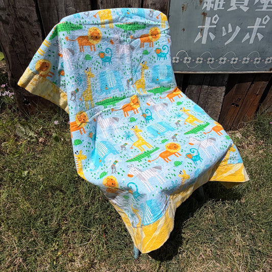 【USA vintage】Flannel Baby Blanket Animals