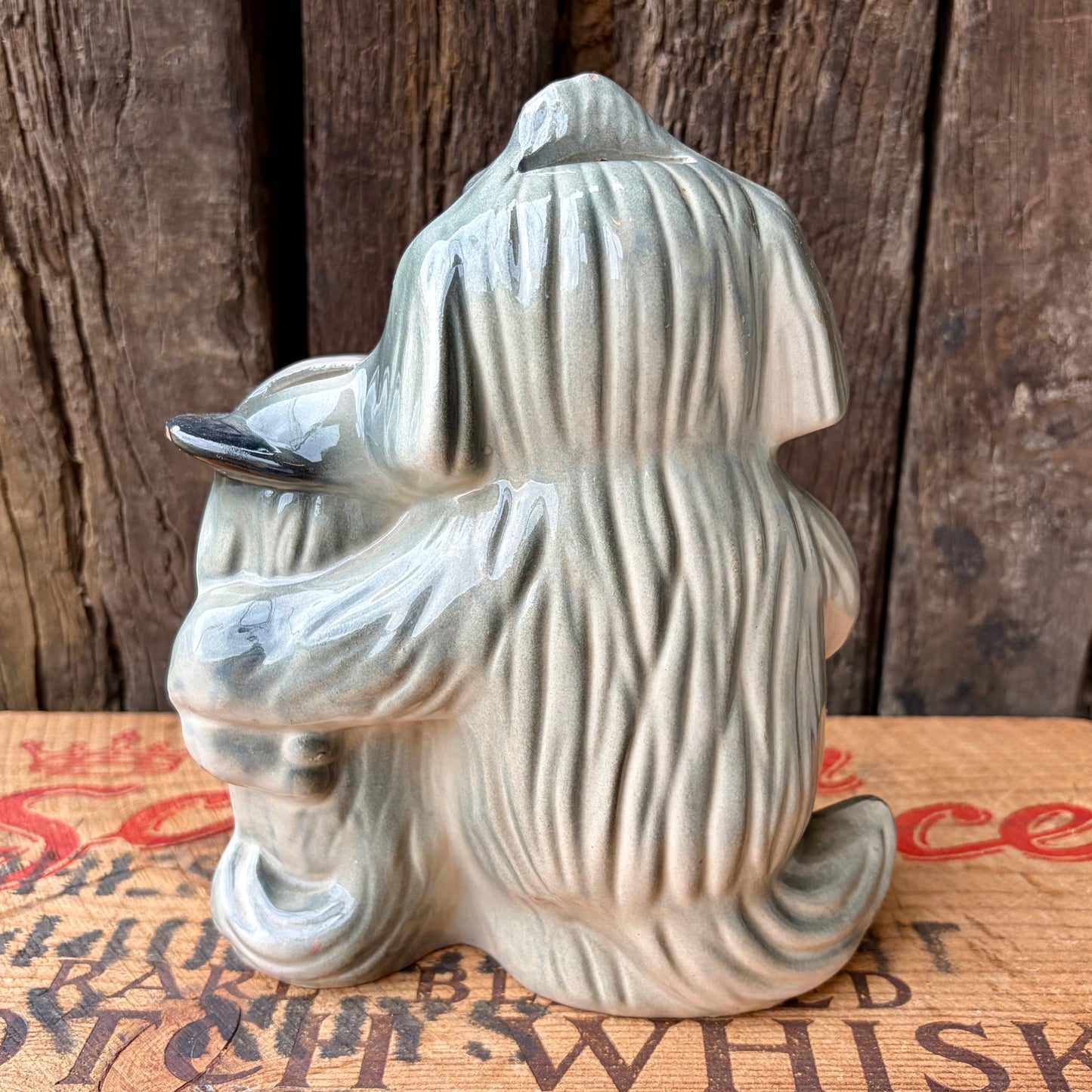 【1960s USA Vintage】Ceramic Bank FORD Advertising Shaggy Dog