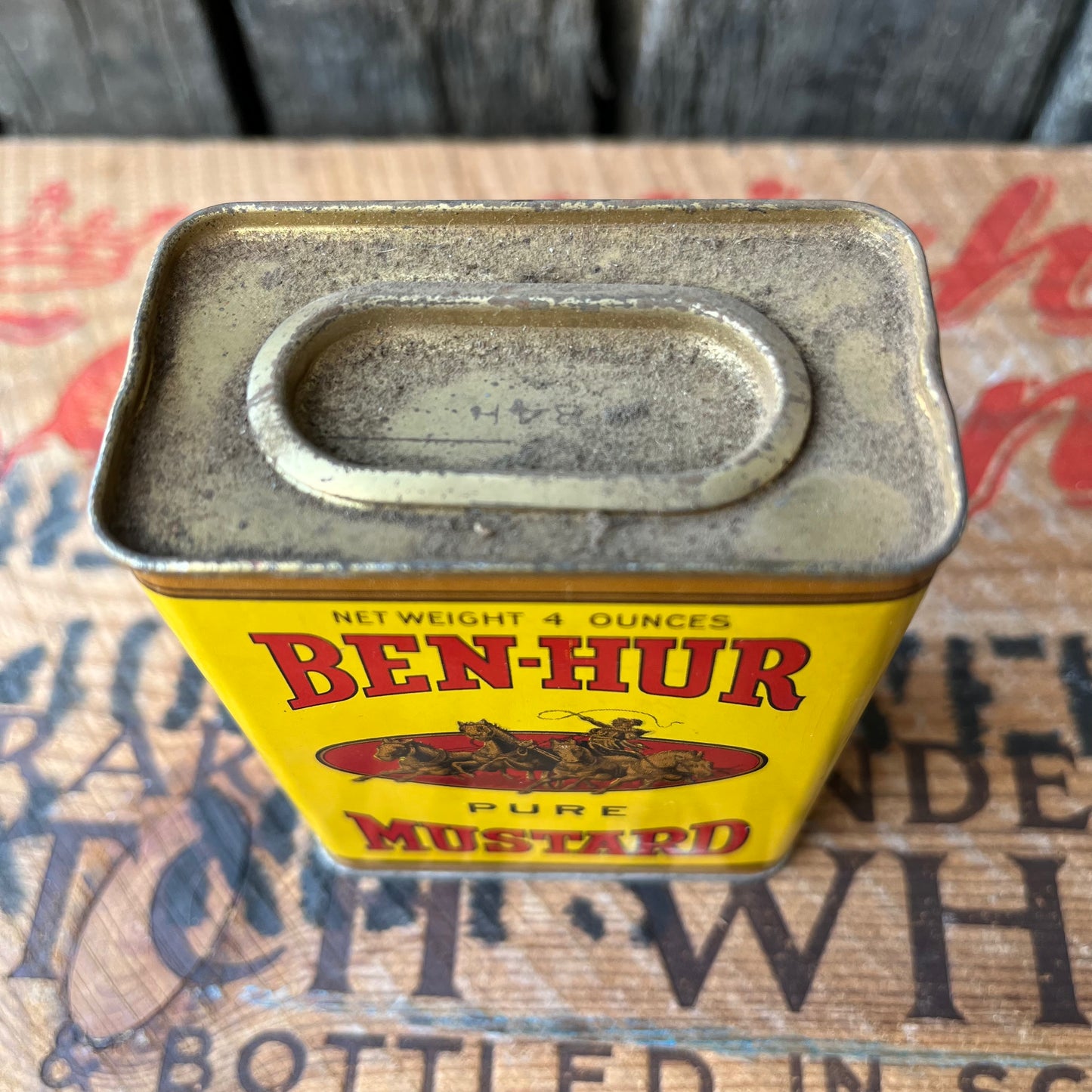 【USA vintage】BEN-HUR Mustard Tin Can（Yellow）