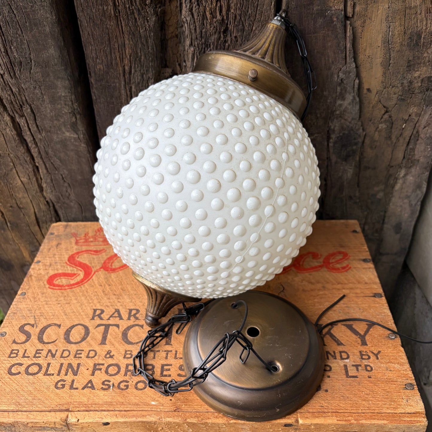 【USA vintage】White Glass Hobnail Lamp
