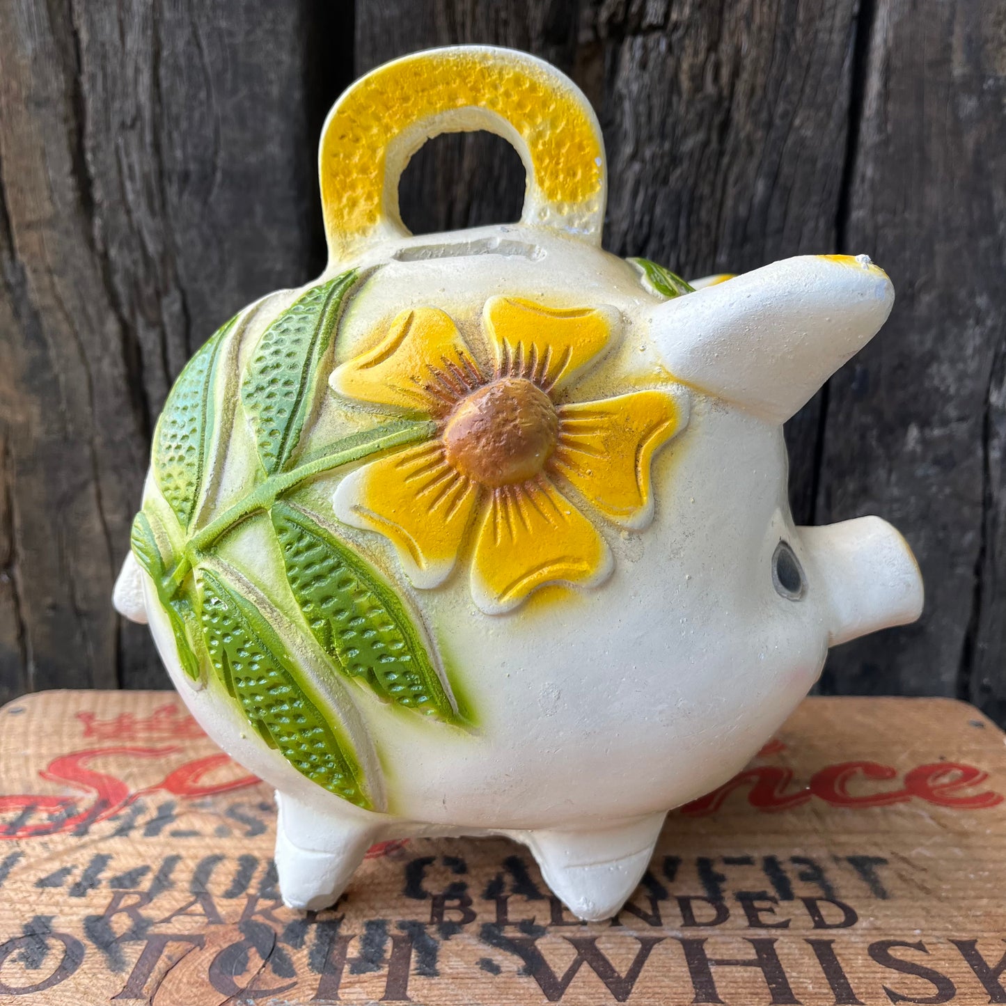 【USA vintage】Piggy Bank Pig & Flower