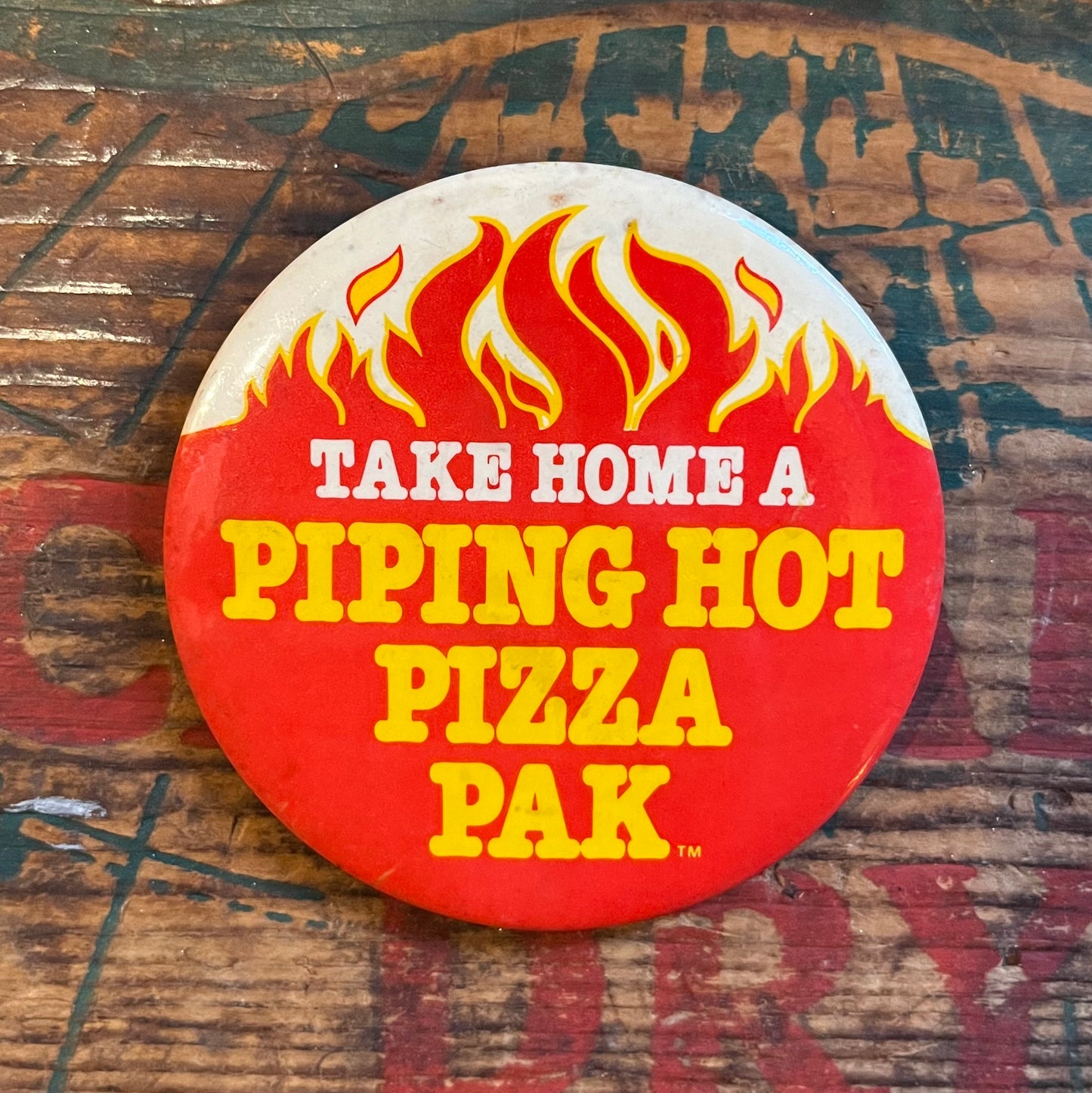 【USA vintage】缶バッジ　PIPING HOT PIZZA PAK