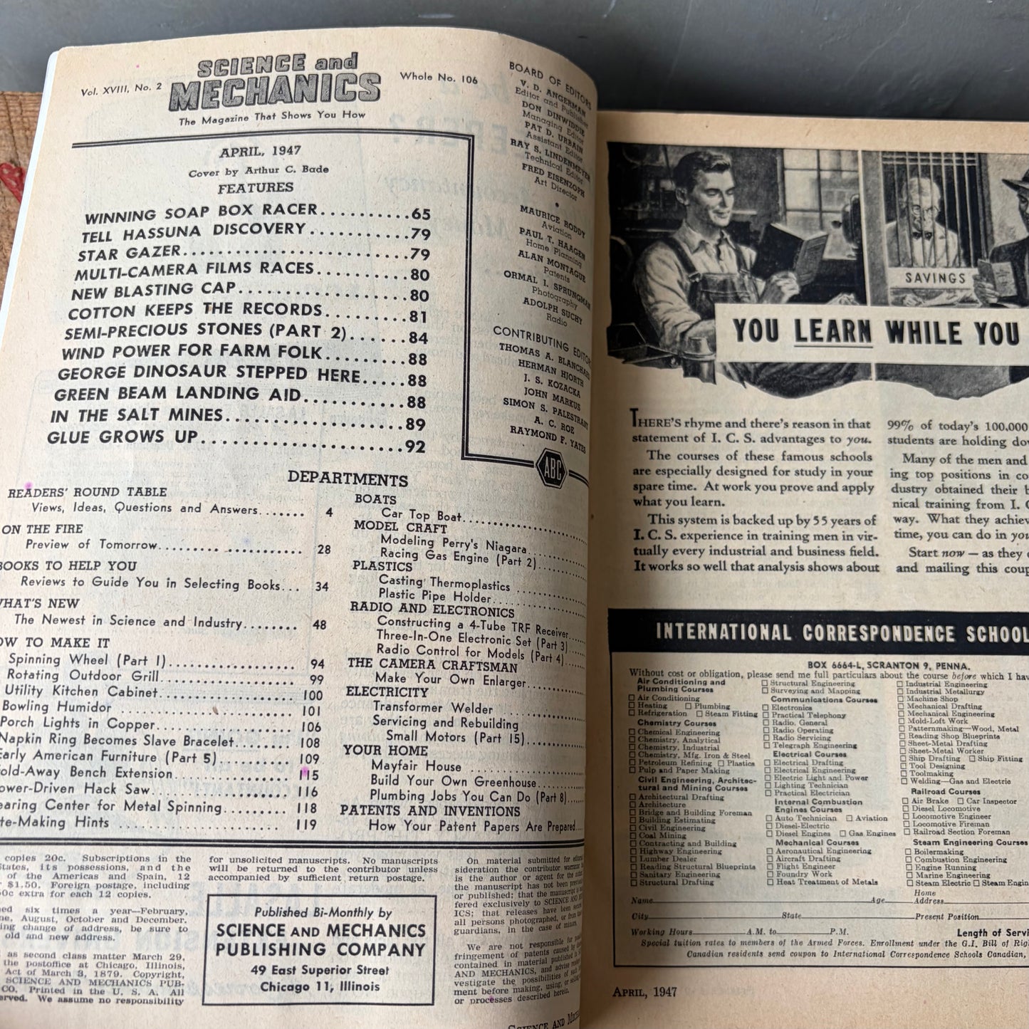 【USA vintage】Science and Mechanics Magazine  1947/April,May