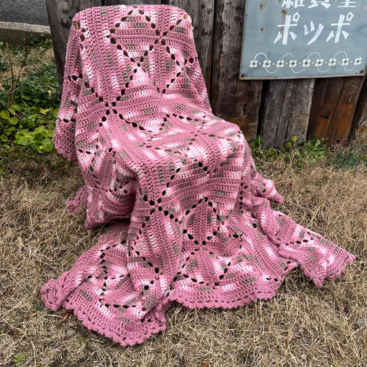 【USA vintage】granny blanket pink × gray