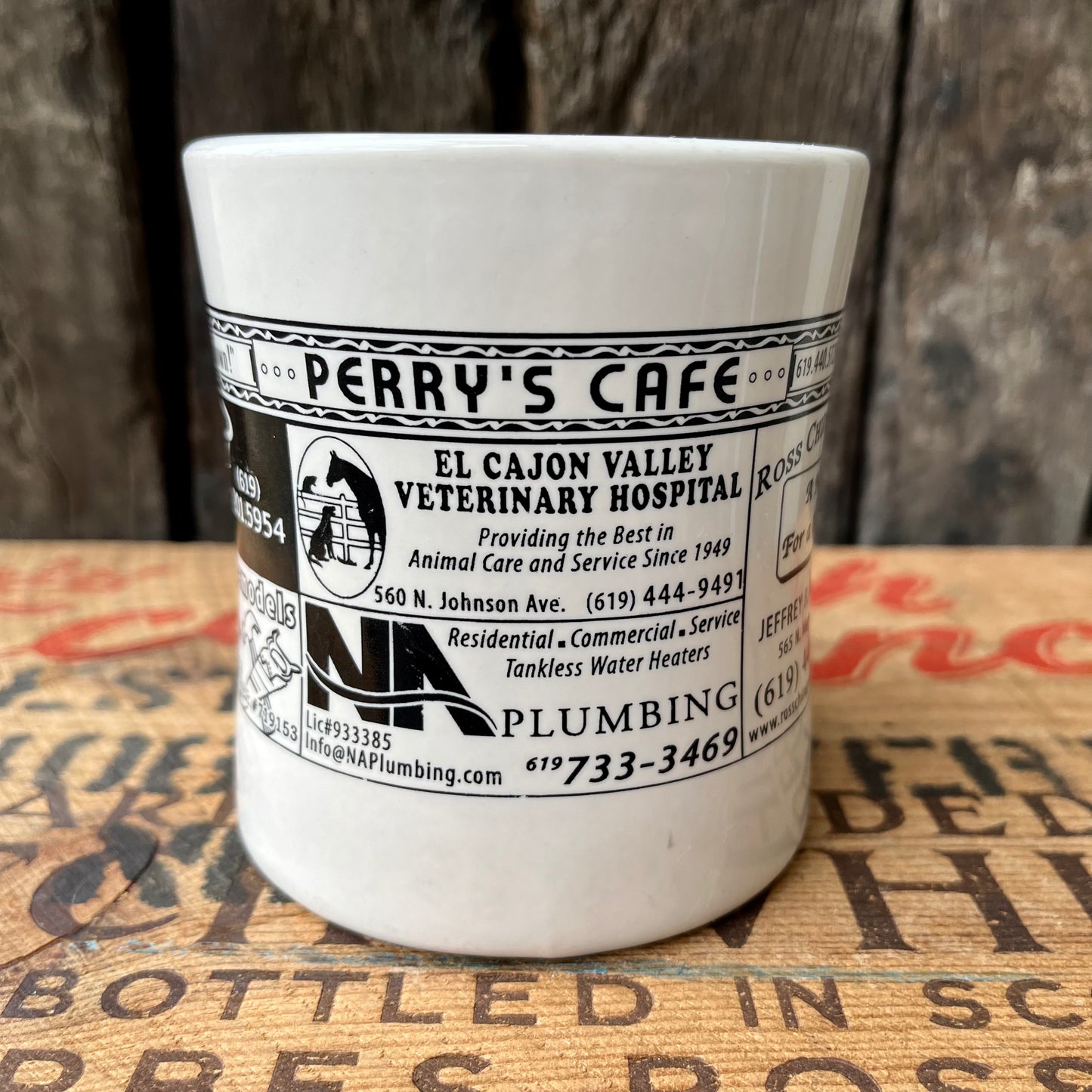 【USA vintage】Perry's Cafe  Advertisement Mug Cup