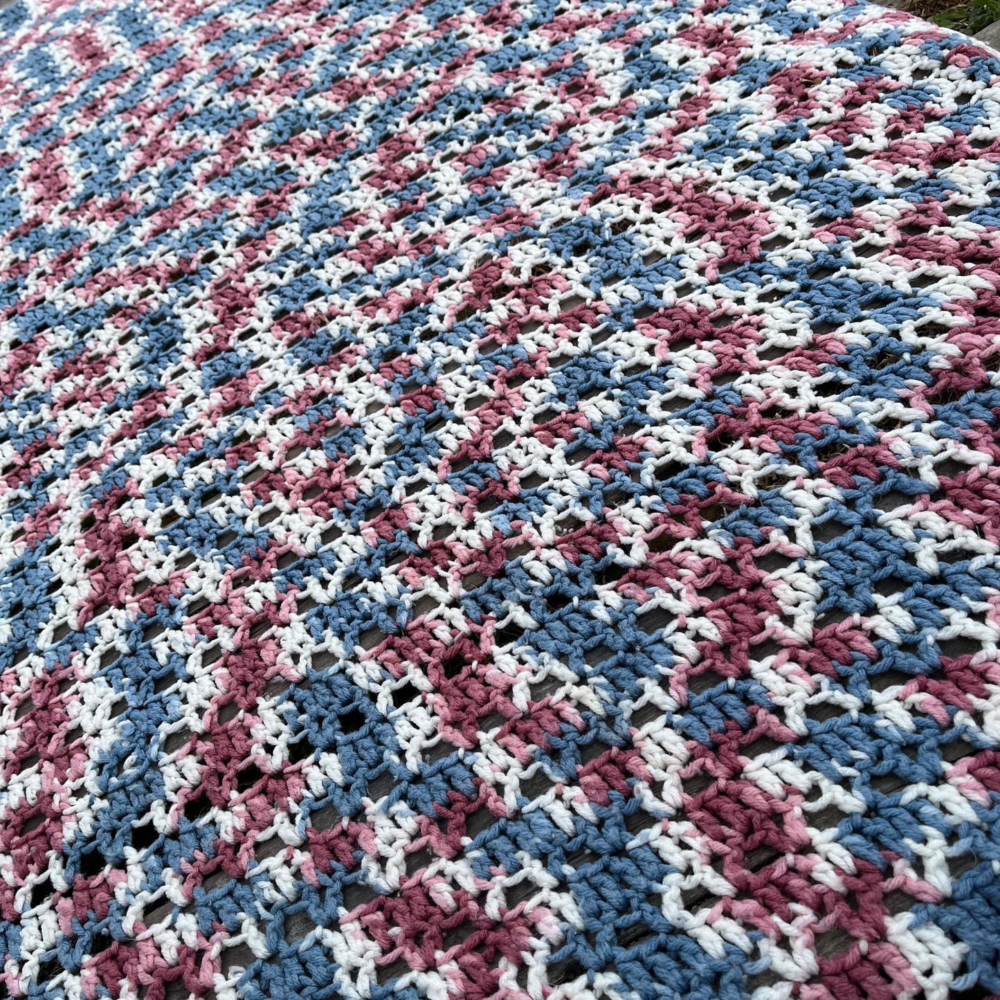 【USA vintage】granny blanket pink × blue × white