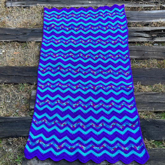 【USA vintage】granny blanket purple ×blue