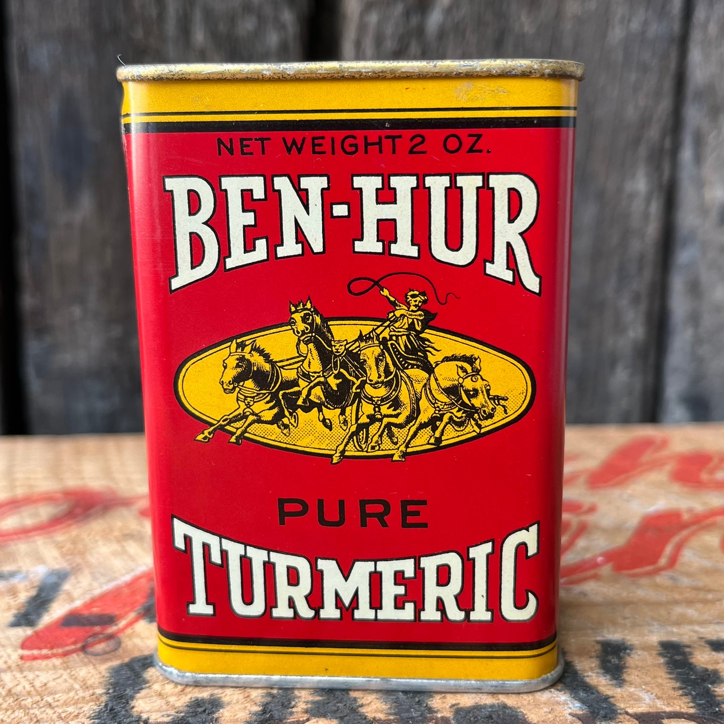 【USA vintage】BEN-HUR Turmeric Tin Can（RED）