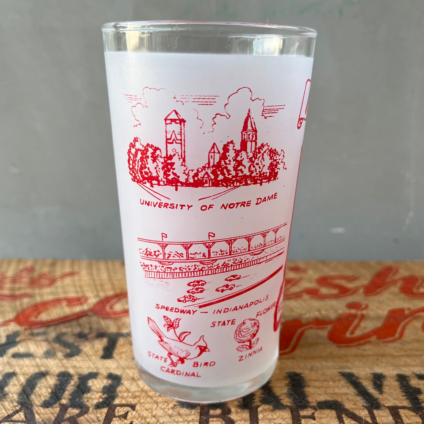 【USA vintage】Indiana Hoosier State Frosted Glass