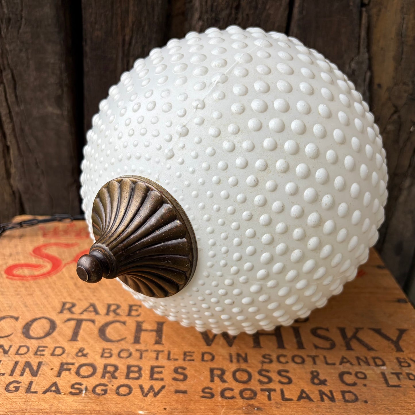 【USA vintage】White Glass Hobnail Lamp